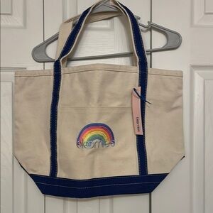 Cream and Blue Tote Bag